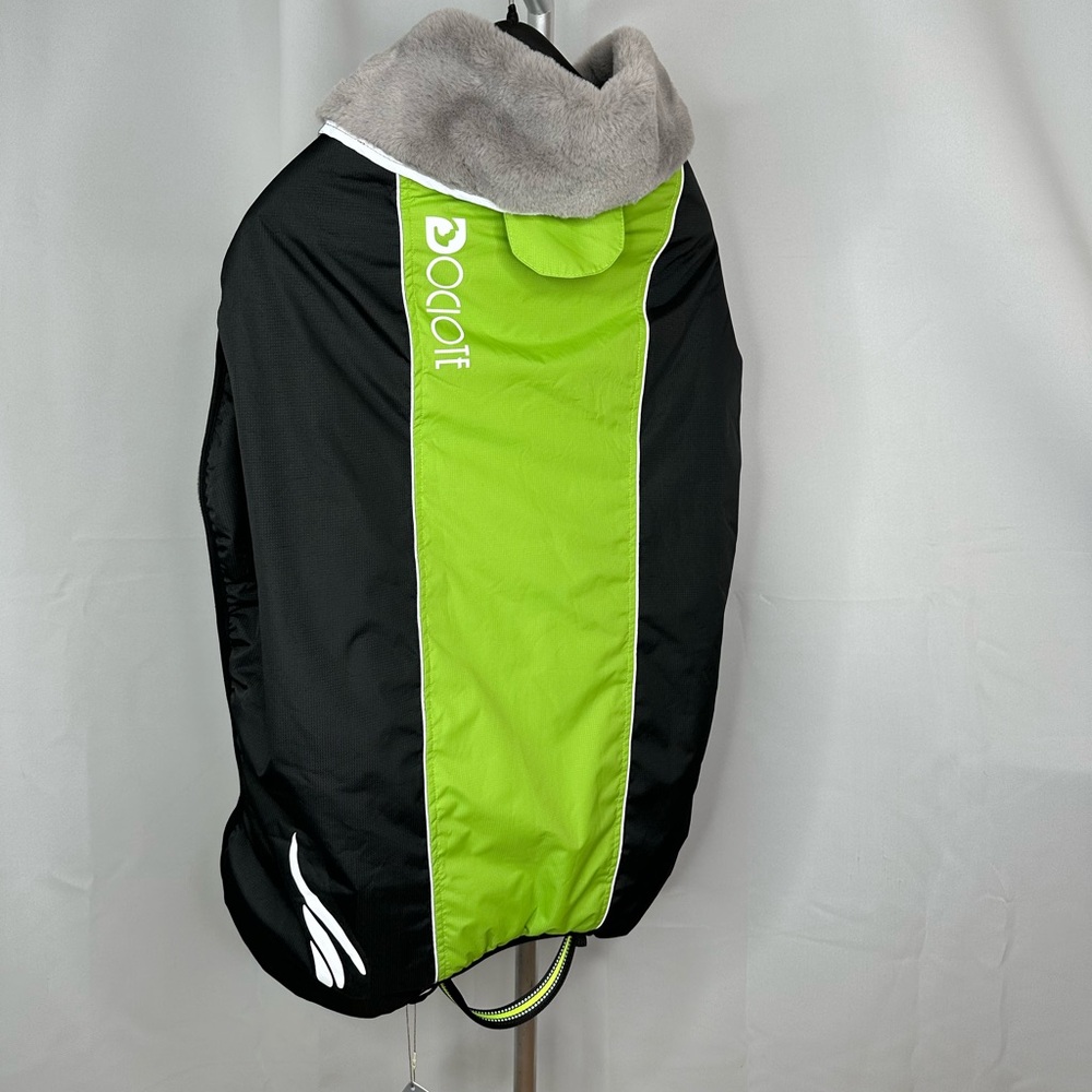 Dociote Dog Winter Overcoat Black Neon Green Reflective Puffer Jacket Sz 3XL